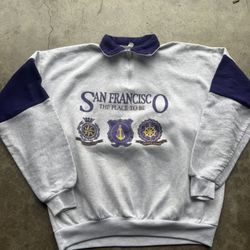 Vintage San Francisco Quarter Zip Sweatshirt – Made in USA – Size XL