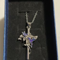 NEW CROSS & HUMMINGBIRD NECKLACE