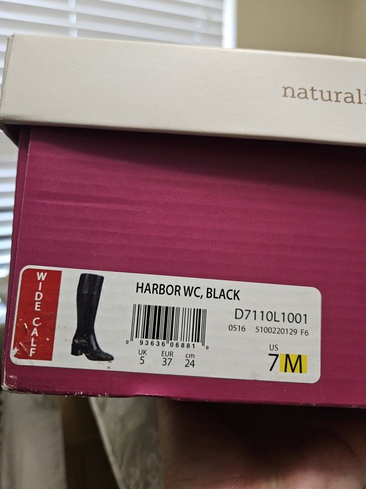 Naturalizer Black Wide Calf Leather Boots