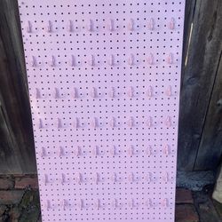 Pink Pegboard With 56 Hooks