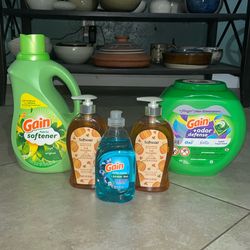 Gain Flings, Gain Fabric Softener, Softsoap Hand Soap, Gain Dish Soap