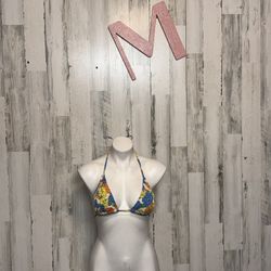 Multicolor Floral Triangle Bikini Top  Size Medium
