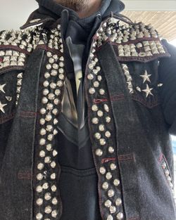 ジャケット・アウター st90's SAXONY punk vest Battle Vest Jacket Spiked Punk Hardcore Metal Studs & Spikes