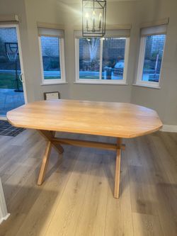 Handcrafted Natural Wood Dining Table – 64” – Seats 6