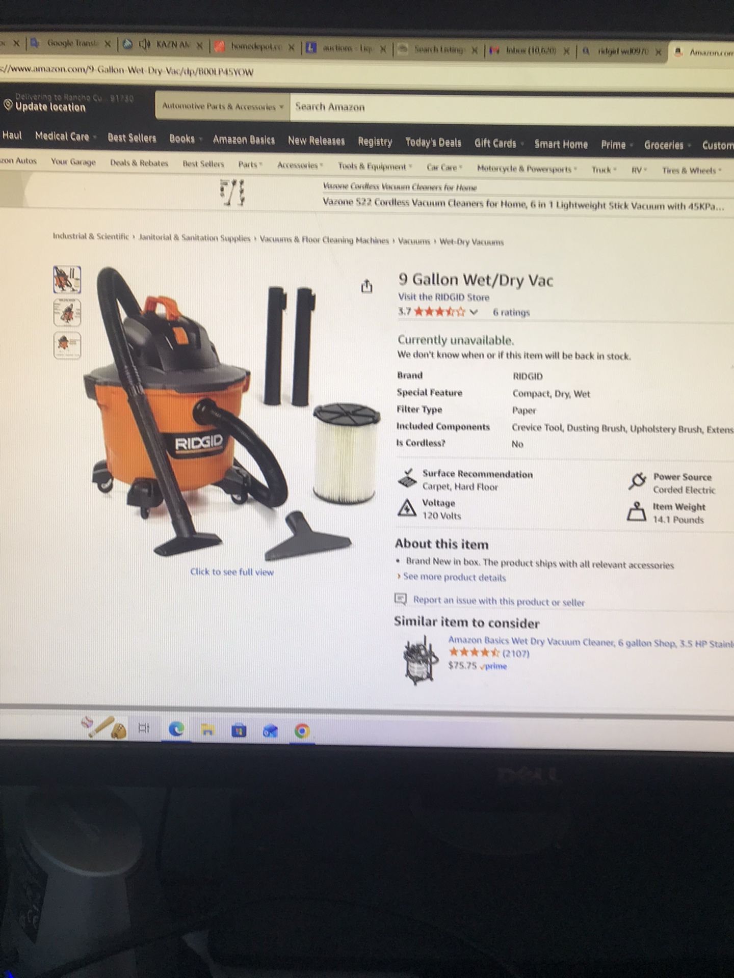 Ridgid 9 Gal Wet And Dry Vacuum