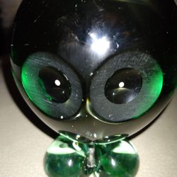 Vintage/Collectible Glass Green And Clear Paperweight. Mid-century, 1970s.