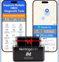 2-in-1 OBD2 Scanner & Locator, Diagnose Engine + Track Car, No Subscription, Bluetooth Car Code Reader for iOS & Android – Diagnose 8000+ Issues, Men 