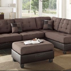 Brand New Chocolate Sectional Sofa With Ottoman