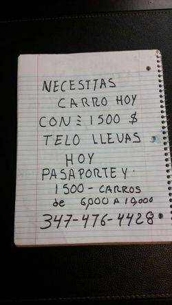 Con 1500 down payment inicial of cash
