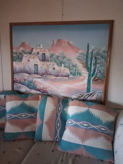 Southwestern Desert Scene Framed Painting