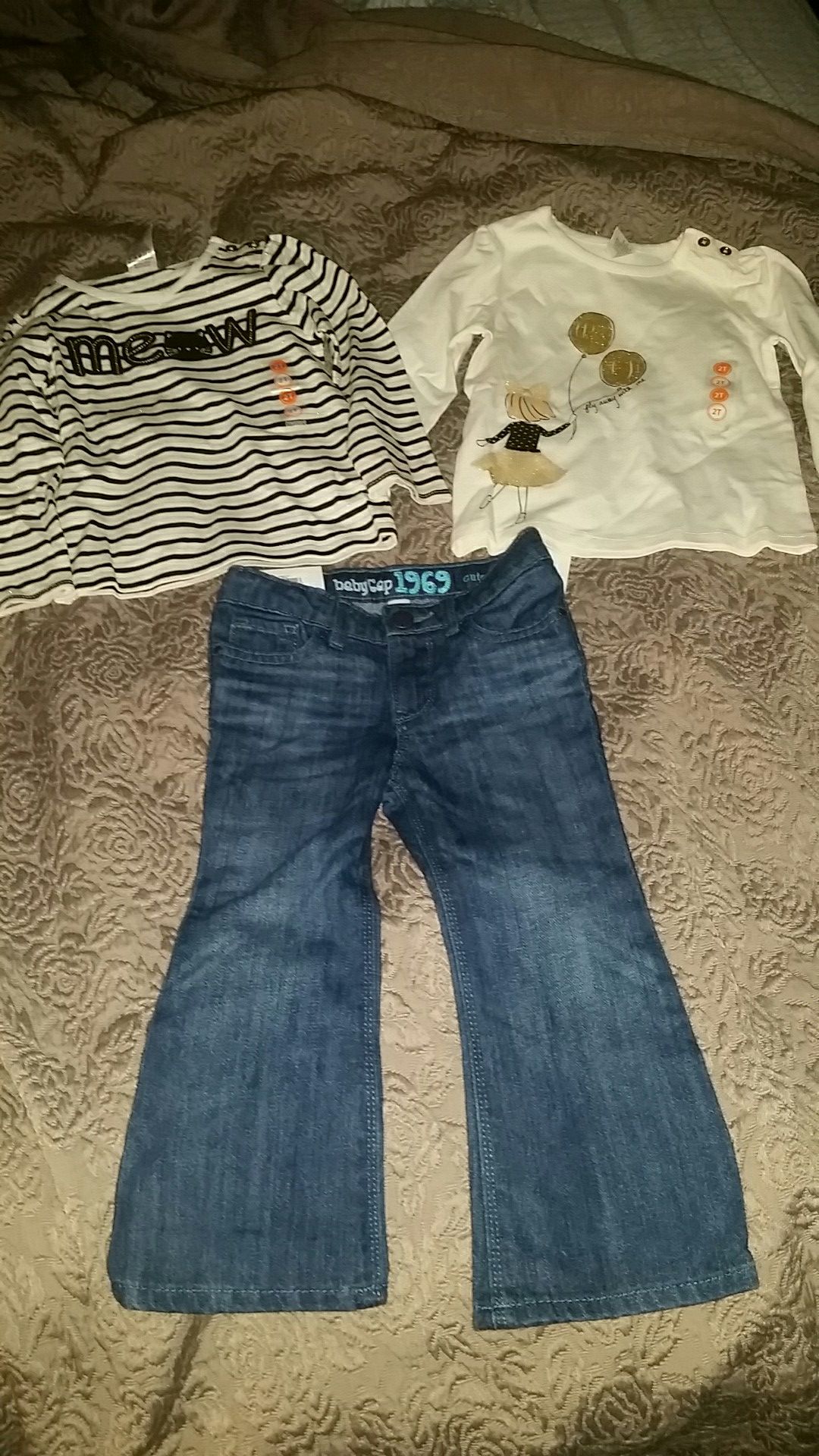 New Size 2T girls Gymboree and Baby Gap lot jeans and two long sleeve tops nwt