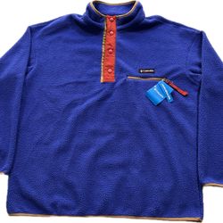 Columbia Blue Helvetia II Half Snap Fleece Pullover Sweatshirt Mens XL New $85 