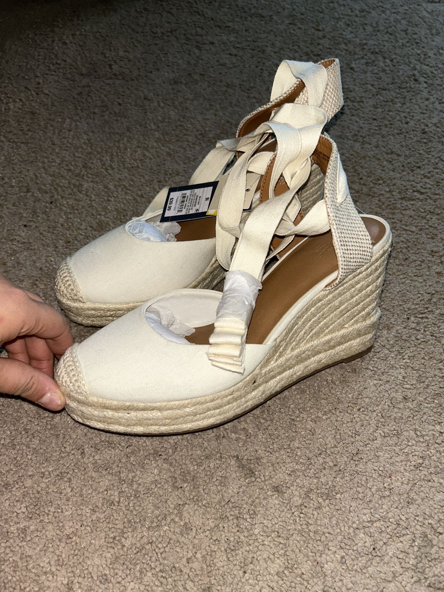 Tan And Brown Wedges Women Tie Up