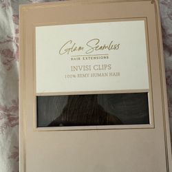 Glam Seamless HAIR EXTENSIONS INVISI CLIPS 100% REMY HUMAN HAIR Color Hazelnut Balayage 