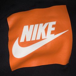 Vintage Y2K Orange Hoodie Black Logo Nike Sweater