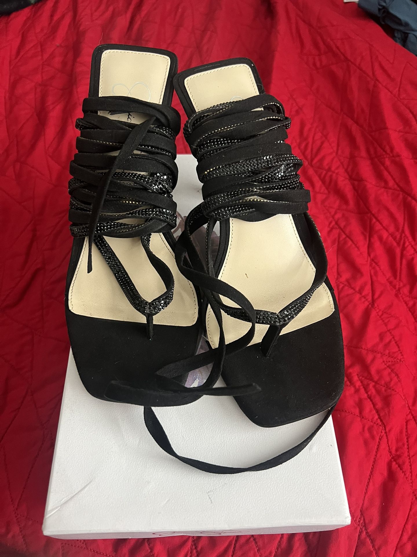 Black Suede Lace Up Heels 