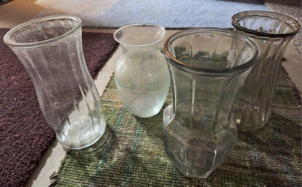 4 Glass Flower Vases