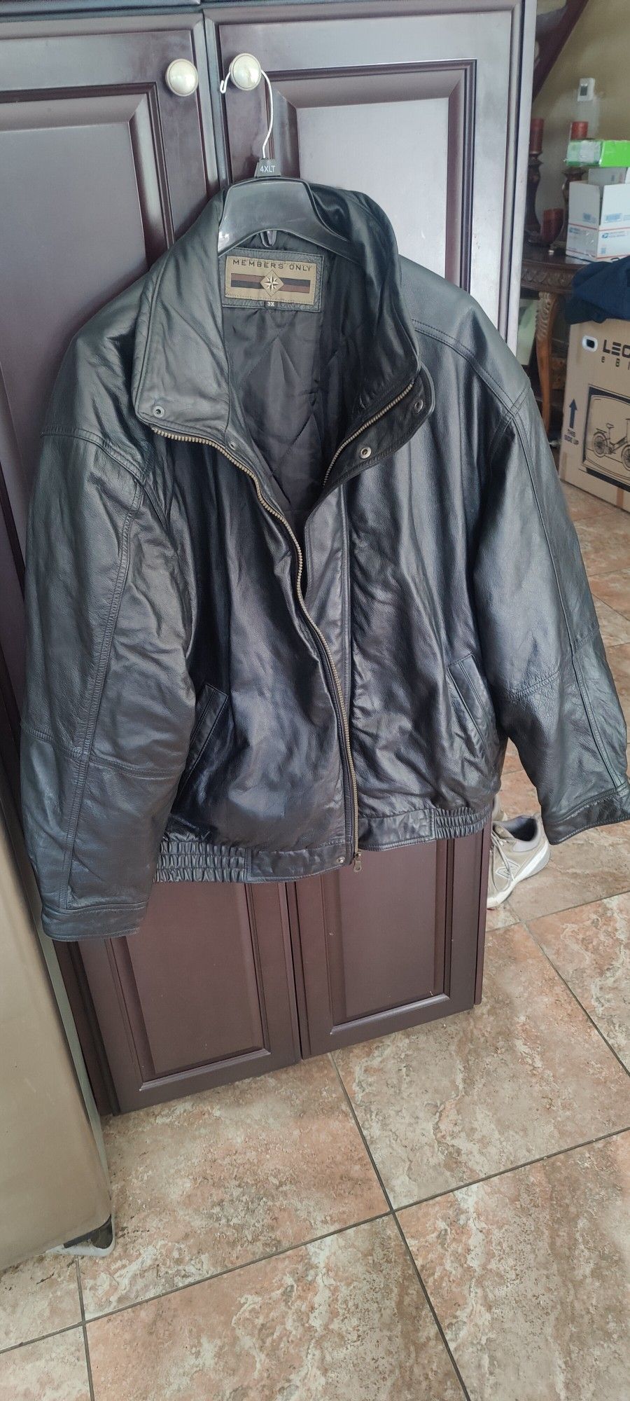 Members Only New Big Man 3XL Leather Bomber Jacket
