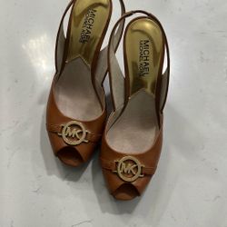 Michael Kors, Platform Heels, Size 6 And A Half Medium, Brown, 