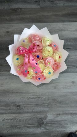 Pink and White Rose Bouquet with Gems