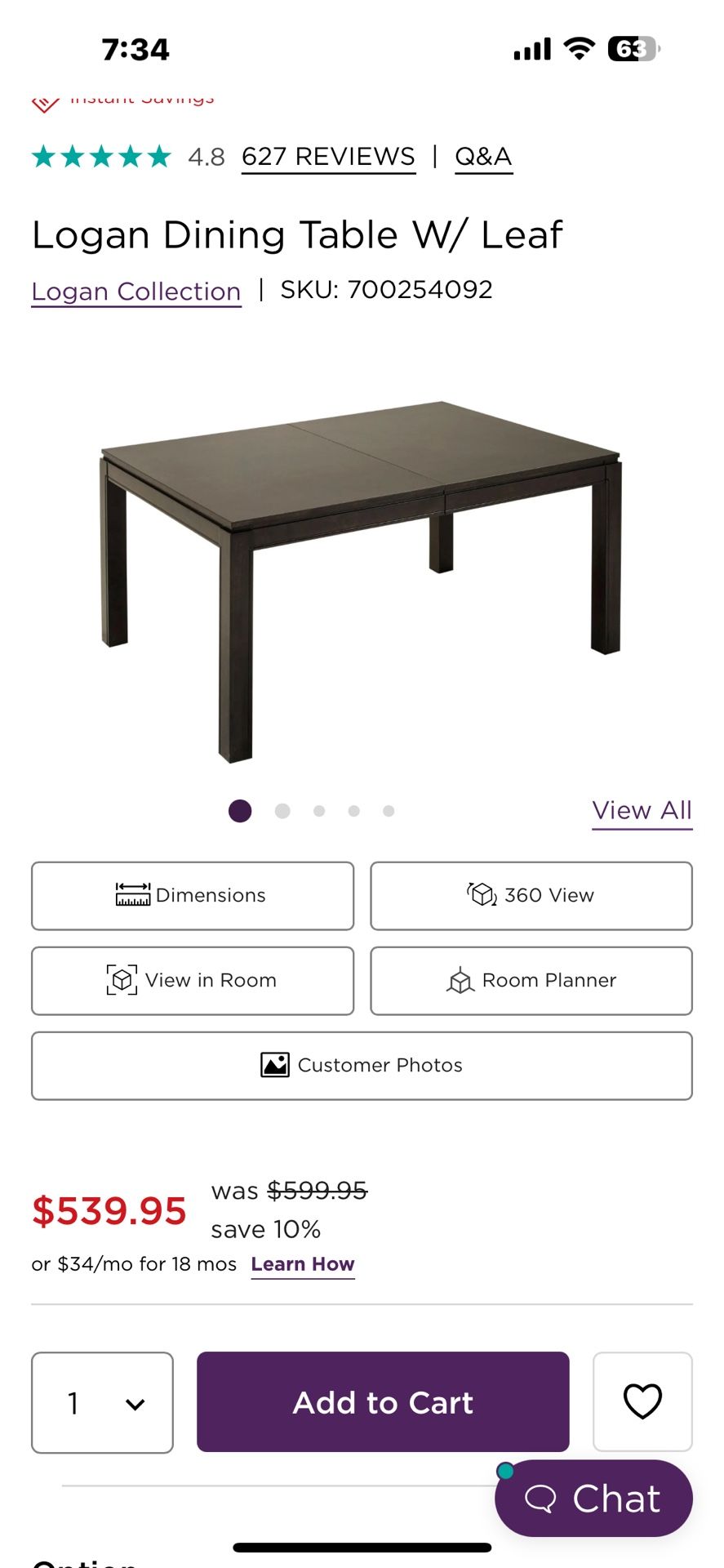 Table & 4 Chairs 