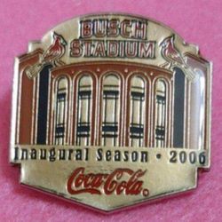 St. Louis Cardinals "BUSCH STADIUM 2006 INAUGURAL SEASON" Lapel/Hat/Tie Pin By Coca-Cola (UNUSED)😇 IMMACULATE CONDITION!👀🤯Please Read Description.