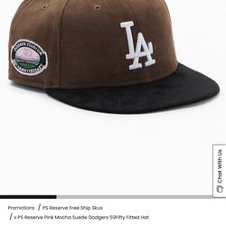 New Era x PS Reserve Pink Mocha Suede Dodgers 59Fifty Fitted Hat