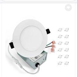 Recessed Lighting 4 Inch 12 Pack Ultra Thin 3CCT 3000K/4000K/5000K 12W 110V 750LM High Brightness Dimmable Retrofit Trim