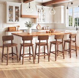 6X Walnut color 24” solid wood barstools