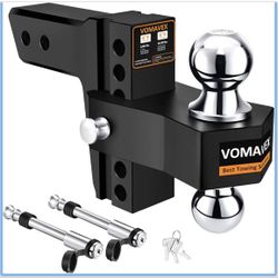 VOMAVEX Adjustable Trailer Hitch-Drop Hitch Fits 2.5-Inch Receiver -6" Drop/Rise Tow Hitch with 2" and 2-5/16" Tow Balls-18,500GTW with Double Anti-Th