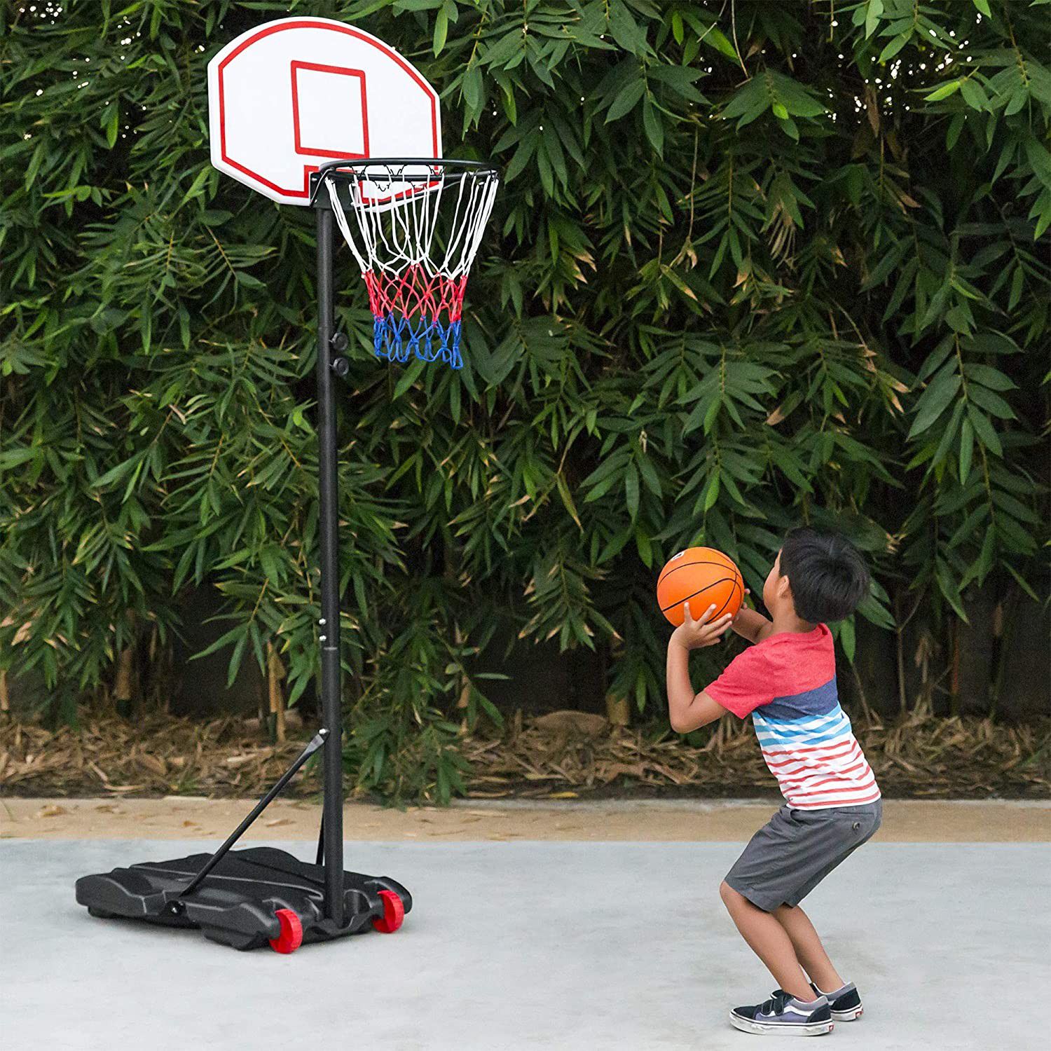 Adjustable Basketball Hoop with Blackboard & Wheels for Kids, Portable, Indoor/Outdoor