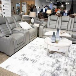 Backtrack Gray Power Reclining Living Room Set With Power Headrest and Massage📌Sofa & Loveseat🚛Same Day Delivery🚨Finance&Delivery Available