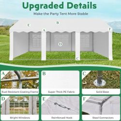 20' x 20' Canopy Party Tent & Carport - Heavy Duty Outdoor Wedding Gazebo with 4 Sand Bags, Event Shelter Canopy for Outdoor Event, Wedding, Birthday 