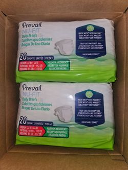 PREVAIL DIAPERS. Four Packages of 20ct. Total of 80 Diapers.
