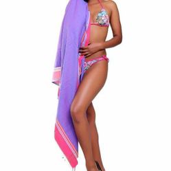 Purple Sarong Beach Wrap cotton African kikoy