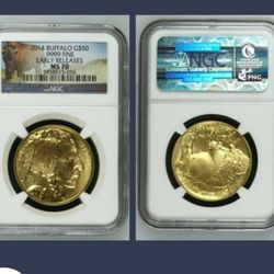 2014 MS70 24k 1zo Gold Buffalo Early Release .9999