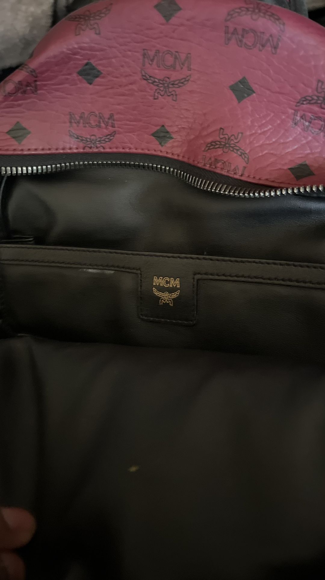 Mcm Burgundy Stark Visetos Canvas Backpack  Shoes