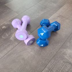 Set of 3 and 4 Pound Dumbells