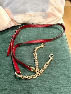 Coach Red Burgundy Leather Long Crossbody Strap With Gold Chain