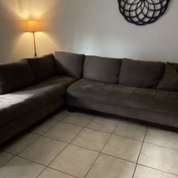 Rene Cazares Suede 2 Piece Sectional Couch