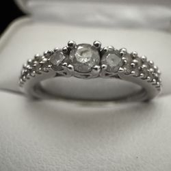 Sterling Silver ~1/4CTW Diamond Wedding Bands Ring Size 6.5