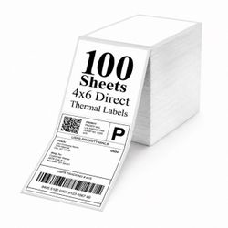 LABELS 4X6 DIRECT THERMAL (100 SHEETS) SHIPPING LABEL STACK SELF ADHESIVE