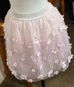 Pink Tutu Floral Appliqué Mini Skirt