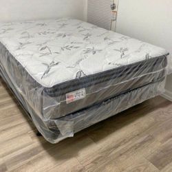 Brand new queen pillowtop mattress + free box spring