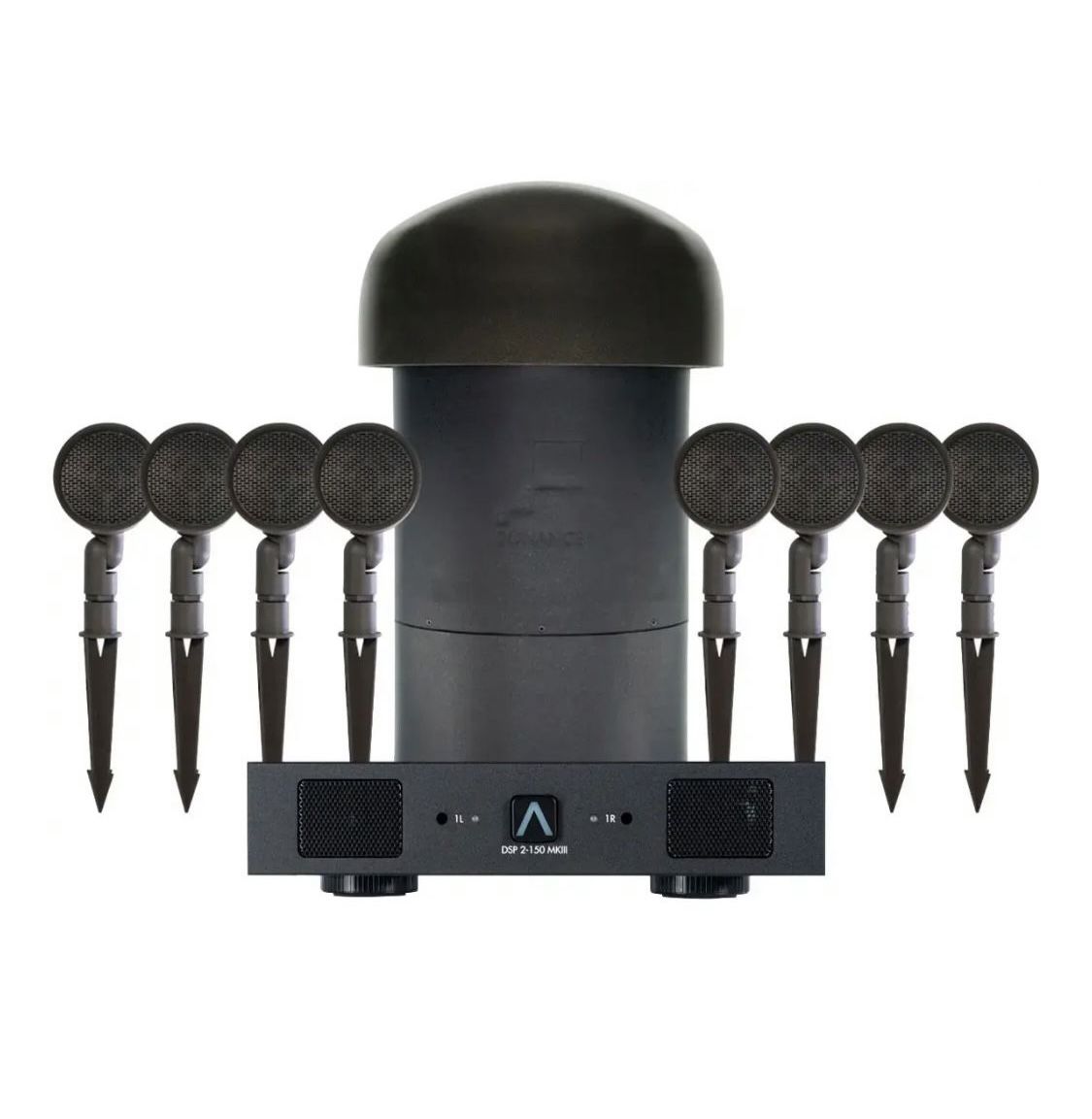 Sonance - SGS 8.1 SYSTEM W/ DSP 2-150 MKIII AMP - Garden Series 8.1-Ch. Outdoor Speaker System with 2-Ch. Amplifier (Each) - Dark Brown/Black