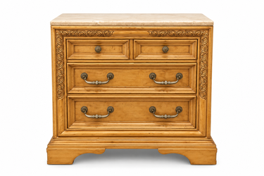 Free 2 Wooden Nightstand with Polished Beige Travertine Countertop