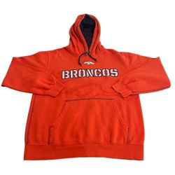 Denver Broncos Hoodie Men Medium Orange NFL Football Sweatshirt Pullover Sweater