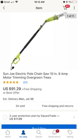 Sun Joe SWJ802E Electric Multi-Angle Pole Chain Saw | 8 inch | 6.5 Amp LET GRAVITY DO THE WORK™ The Sun Joe® SWJ802E pole chain saw takes the dang