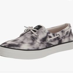 NEW Sperry Topsider Seaport Levy Smooth Loafer Flat Black And White Washed Shoes Women’s Sz 8.5 NWT