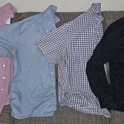(4) Mens Size XXL Old Navy Everyday Shirt & VAN HEUSEN Never Tuck Dress Shirt Lot Bundle